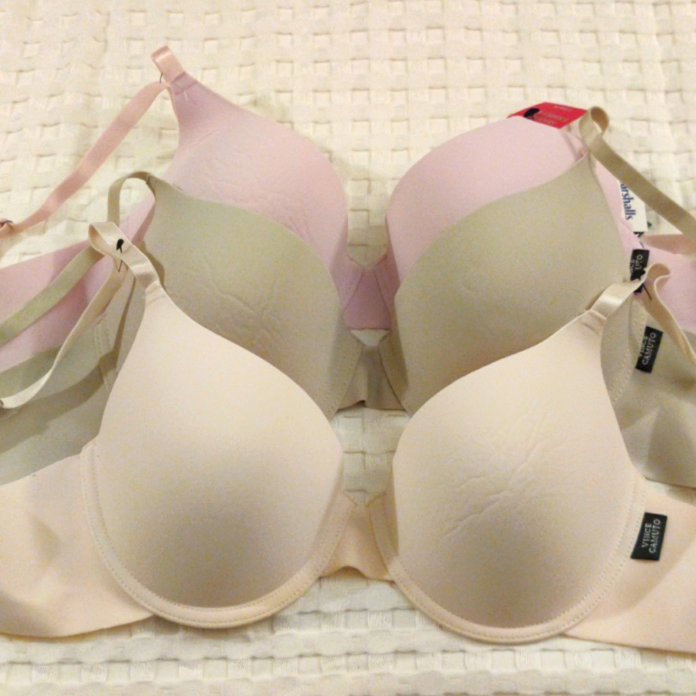 Bras 3 in a set, 34C new, pink cream and gray, Vince Camuto